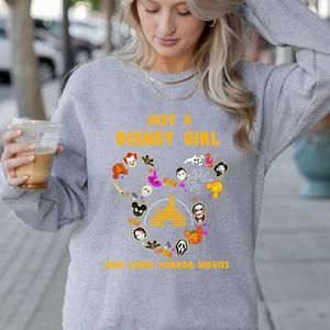 Disney Sweater, Just A Girl Loves Horror Sweatshirt, Unisex Sweatshirt